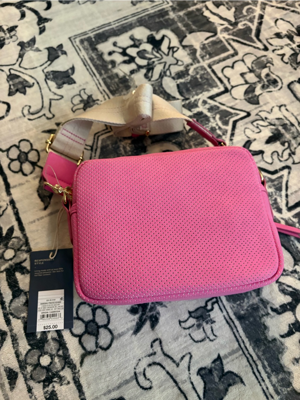 Universal Thread Women's Hot Pink Crossbody Bag - Lightweight Perforated Design